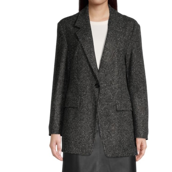 BOSS Jelvara Waffle-Knit Blazer Color in BLACK FANTASY Size 4 NWT